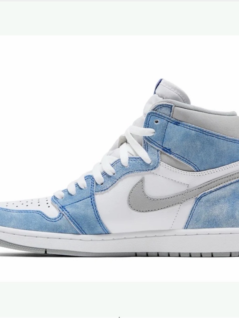 Jordan High-Top Sneaker in White, Gray & Teal Suede
